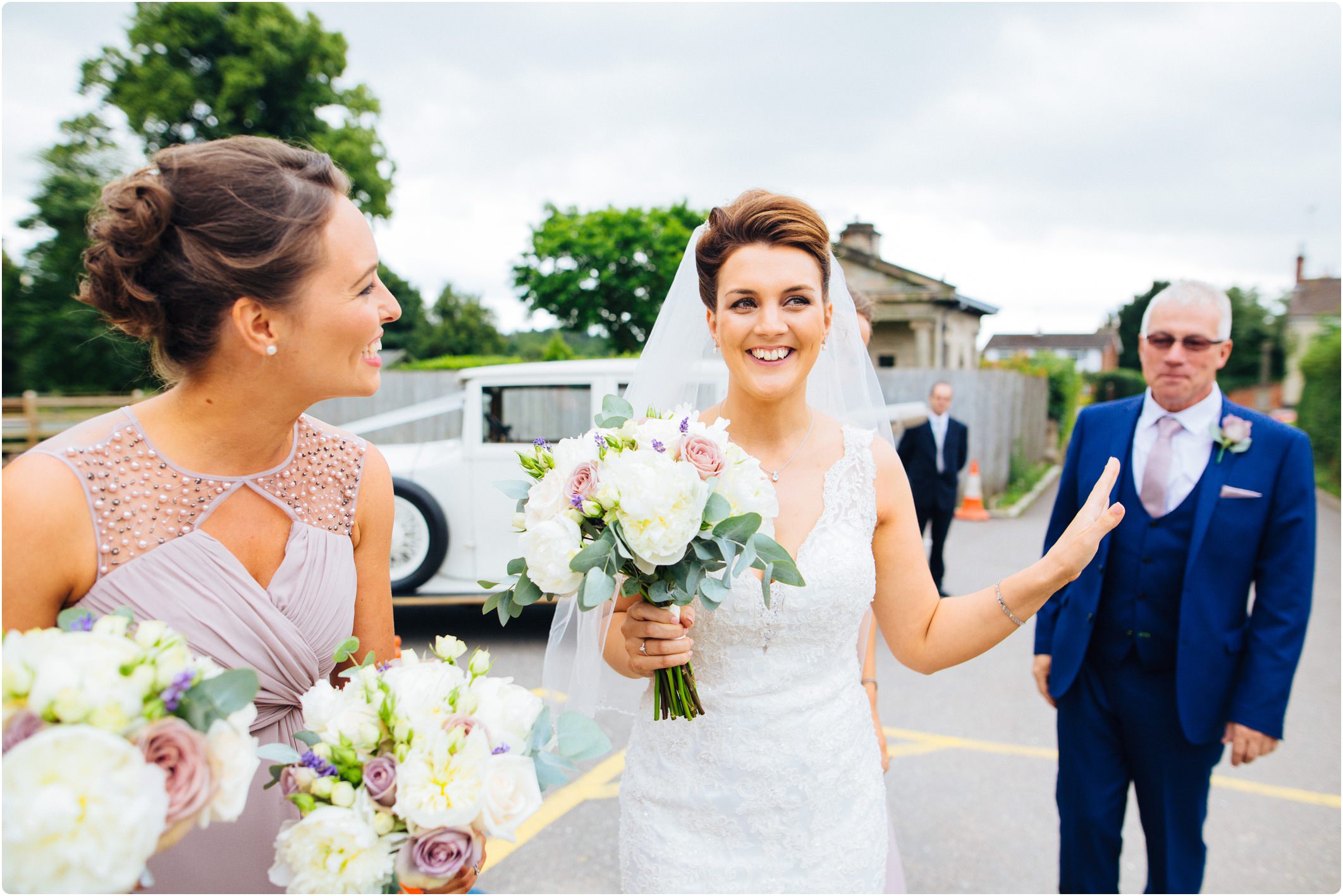 The moonraker wedding bride arriving at church