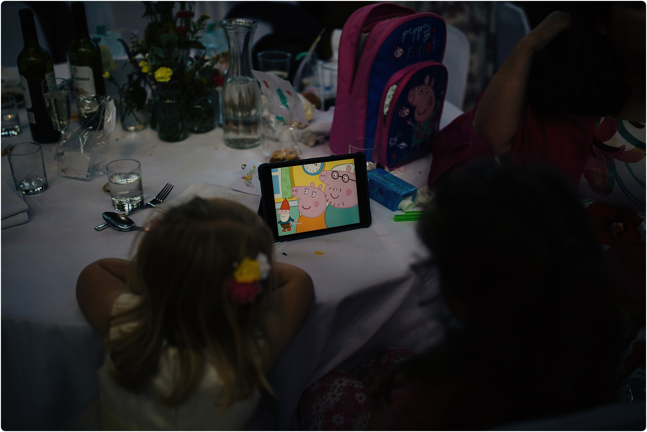 Treadam Barn Wedding kids watching peppa pig