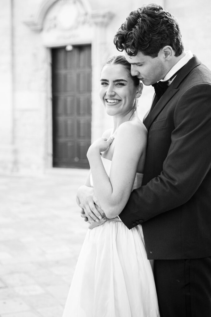 Candid wedding moment of a couple in Puglia straight after their wedding in Italy