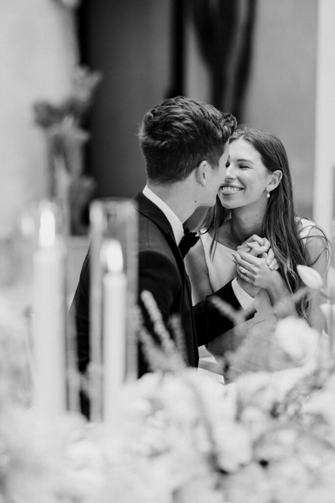 relaxed wedding photos of a couple looking at each other at an Italian wedding